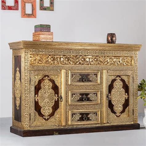 JAE Furniture Antique Brass Fitted Sideboard for Living Room | Cabinet ...