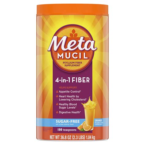 Buy Metamucil, Daily Psyllium Husk Powder Supplement, Sugar-Free Powder, 4-in-1 Fiber for ...