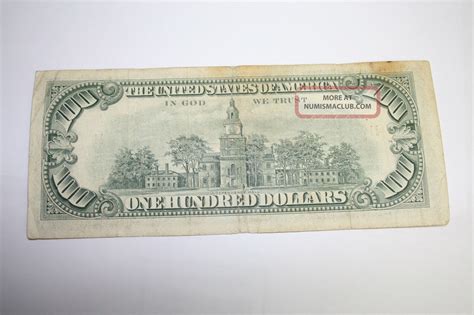 1977 Hundred Dollar Bill Old Small Head Design 100 Note From Frb Dallas