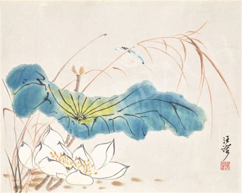 Lotus - Qi Baishi - Chinese Masterpiece Floral Feng Shui Painting by Qi ...