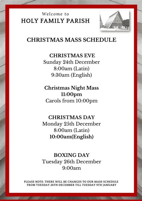 Parish Schedule - Holy Family