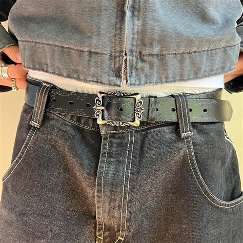 vintage style black american western floral design belt | Edgy fashion ...