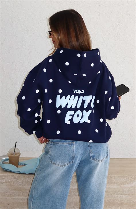 Offstage Printed Oversized Hoodie Navy Polka Dot | White Fox Boutique