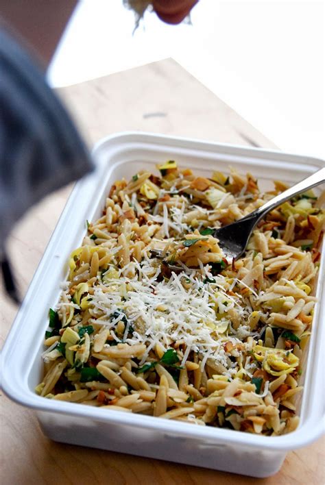 Whole-Wheat Orzo W/ Artichoke Almond Pesto - Cooking Goals