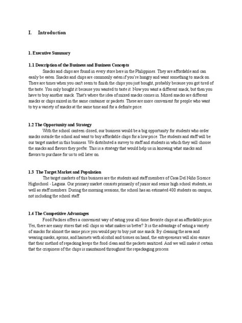 Objectives Snack Business Proposal Example 的图像结果