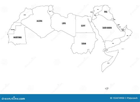 Arab World States Political Map. 22 Arabic-speaking Countries of the ...