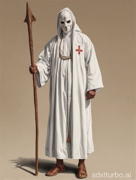 Ku Klux Klan Member in Traditional White Robe and Mask Colored Pencil ...