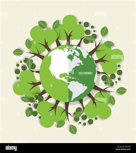 ECO FRIENDLY. Ecology concept with Green Eco Earth and Trees. Vector illustration Stock Vector ...