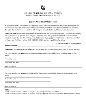 Buckley Amendment Waiver - Fill Online, Printable, Fillable, Blank ...