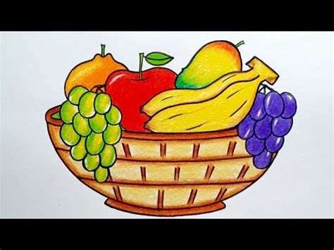 How to Draw Fruit Basket Easy Step by Step || Fruit Bowl Drawing ...
