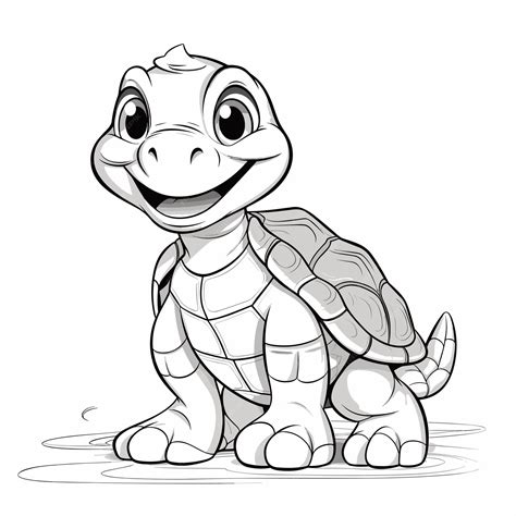 Cute turtle in black and white coloring colouring book for kids turtle ...