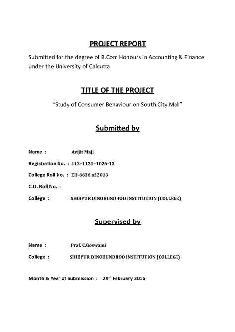 Koustav - Study of consumer behaviour - Copy - PROJECT REPORT Submitted ...