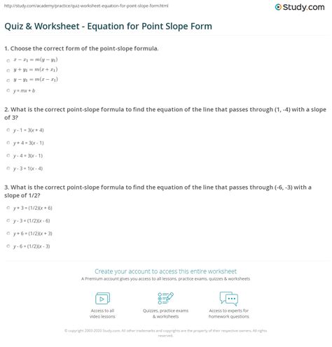 Image result for Point-Slope Equations Worksheet