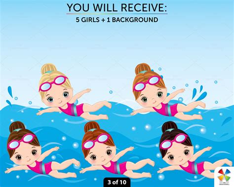 Little Girl Swimming Clipart For Kids