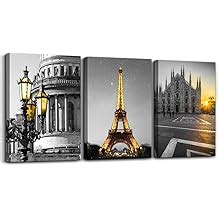 Black and white landscape Eiffel Tower 3 Piece Wall | Ubuy India