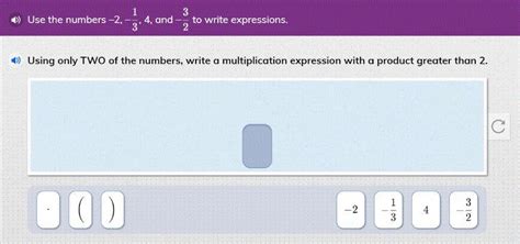 Using only Two of the numbers, write a multiplication expression that ...