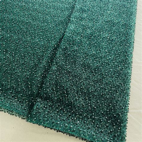 Buy Premium Green Heavy Pearl CutDana Embroidery Power Net Fabric ...