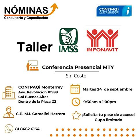 Taller IMSS - INFONAVIT, Contpaqi Monterrey, 24 September 2024 | AllEvents