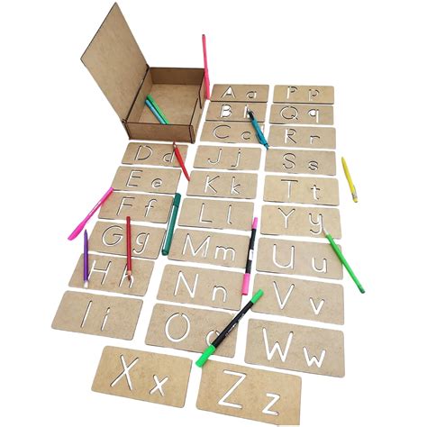 Cliths 26 Pieces Kids English Alphabet Stencil Set - Capital and Small ...