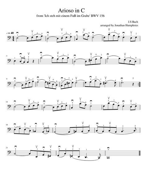 Arioso in C for Cello Solo Sheet music for Cello (Solo) | Musescore.com