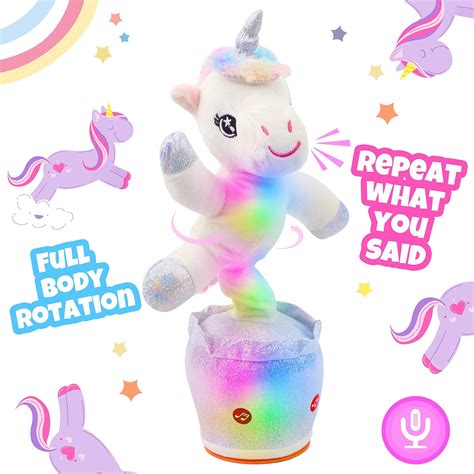 Buy Hopearl Glowing Dancing Unicorn Toy Repeats What You Say Talking ...