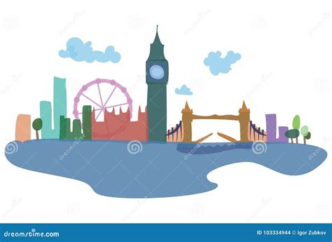 Colored Silhouettes of London and Its Sights. Vector Illustration of a European City Stock ...