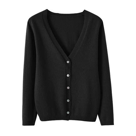 Black Cardigan Sweaters for Women Spring And Autumn Leisure Loose Solid ...