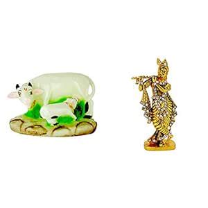 Buy LE Kamdhenu Cow with Calf (Resin) and Lord Krishna (Murlidhar ...