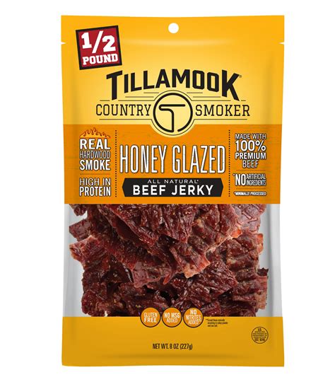 Tillamook Country Smoker, Real Hardwood Smoked Honey Glazed Beef Jerky ...