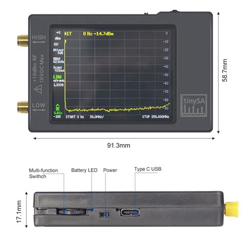 Buy TinySA Spectrum Analyzer V0.3.1, Frequency Range 100-960MHz,MF/HF ...