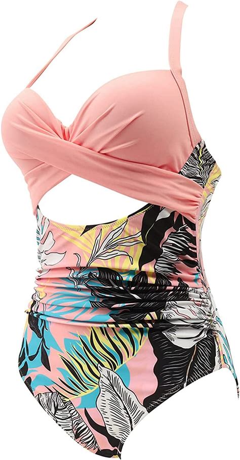 Buy SUUKSESS Women Wrap Cut Out One Piece Swimsuit High Waisted ...