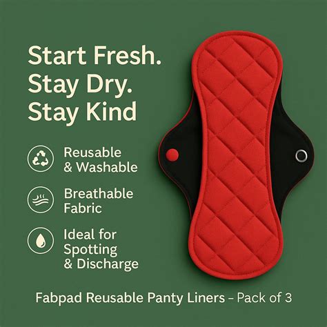 Fabpad Reusable Washable Sanitary Cloth Pantyliners - Pack of 3 – Fabpad.in