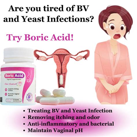 100% Effective Boric Acid Suppository 30 Pills For Vaginal Yeast Infection For Bacterial ...