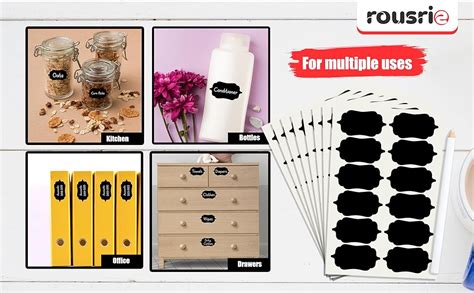 ROUSRIE Pack of 84 Reusable Waterproof Black Same Shapes Mason Jars ...