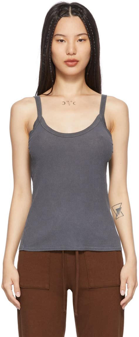 LACAUSA Grey Maya Ribbed Tank Top LACAUSA