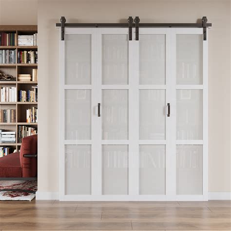 HOZONE Single Or Double bifold barn door Solid Manufactured Wood Glass ...