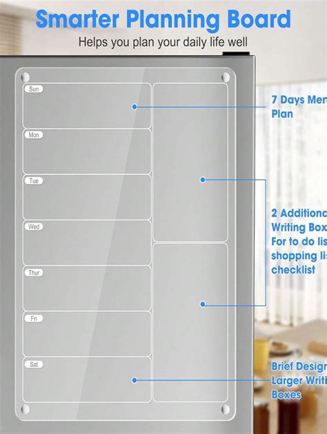 Kitchen Fridge Magnetic Menu Board With Marker, Clear Weekly Calendar ...