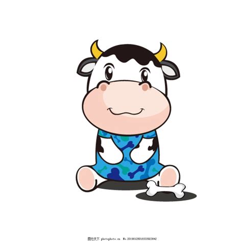 坐下卡通牛角牛头可爱奶牛骨头图片_动漫人物_动漫卡通-图行天下素材网