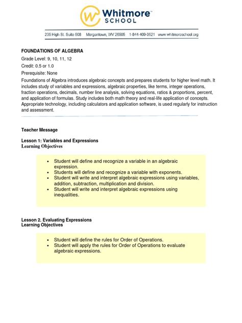 Image result for Algebra Syllabus