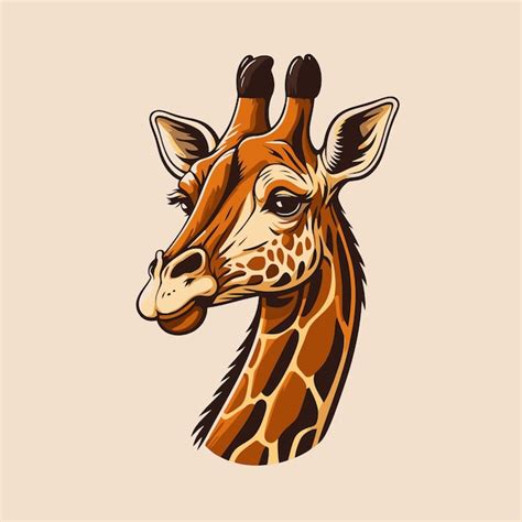 キリン ロゴ動物キャラクター ロゴ マスコット ベクトル漫画デザイン テンプレート | Premiumベクトル素材