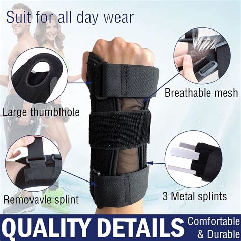 Carpal Tunnel Wrist Splint, Left Wrist Support Hand Splint Wrist Support Adjustable & Breathable ...