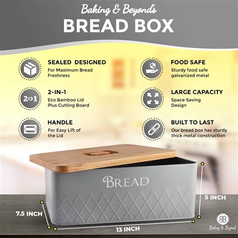 BBBAKING&BEYOND Baking & Beyond Space-Saving Bread Box with Bamboo ...