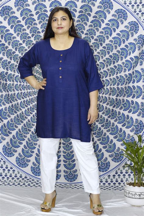 Shop Now Blue Plus Size Tunics Top - ADIRICHA