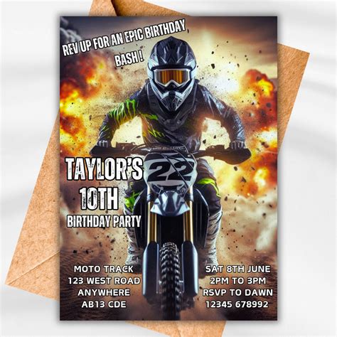 Motocross Birthday Party Invitation Dirt Bike Party Motocross Invitation Dirt Bike Invitation ...