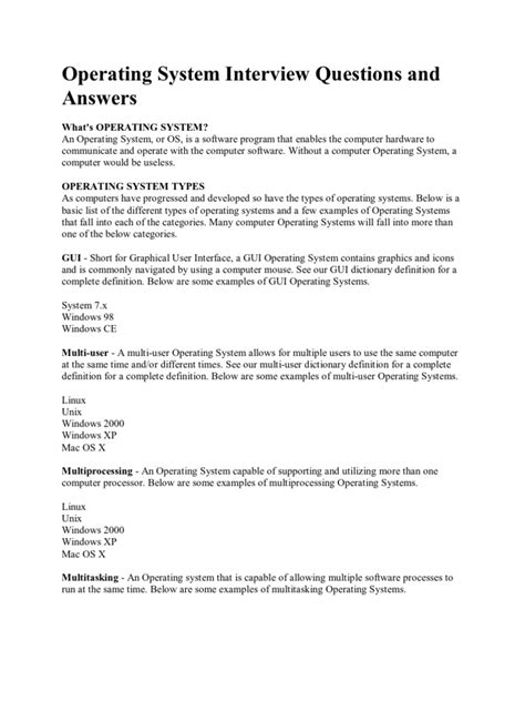 Image result for Operating System Interview Questions