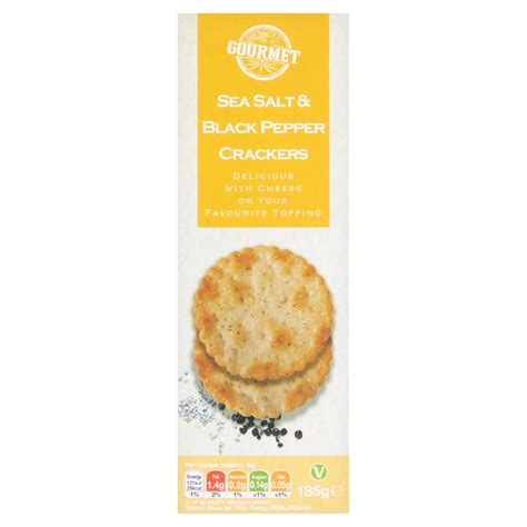 Gourmet Sea Salt & Black Pepper Crackers 185g | Crackers & Savoury ...