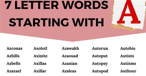 856 Useful 7 Letter Words Starting with A in English • 7ESL