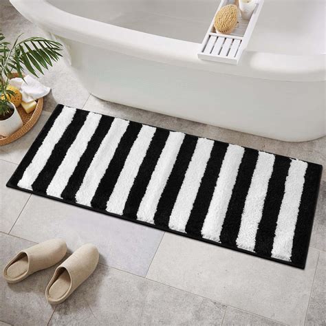 Black And White Bathroom Rugs Shower Mat Anti Slip Gorilla Grip (Black