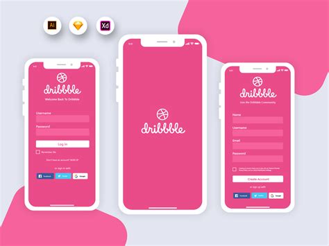 Dribble Mobile App login and Signup Concept by Abu Sufian on Dribbble