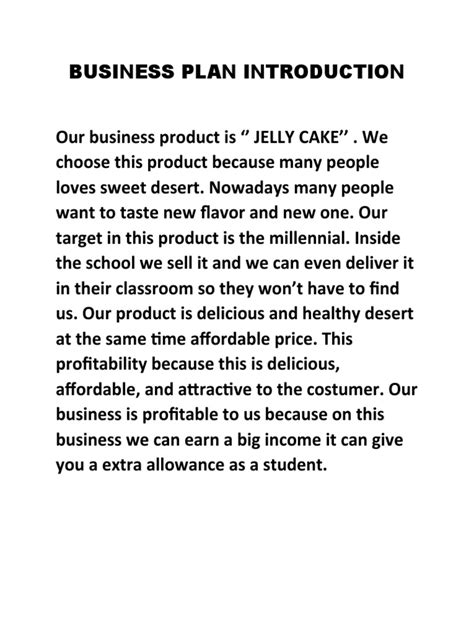 Business Plan Introduction Example 的图像结果